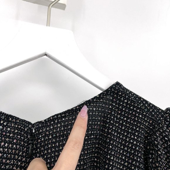 For Love & Lemons Black Margaux Glitter Deep V Ruched Mini Dress Womens M NWT - Picture 9 of 12